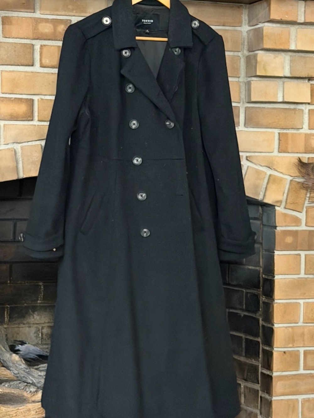 Black Wool Fit & Flare Military Fit Coat Size Large (12) Torrid 0
